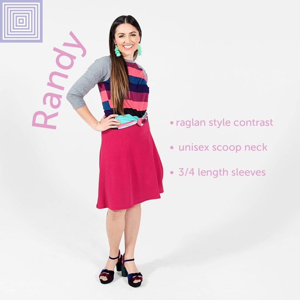 Lularoe Randy Tee Baseball Raglan Top - Picture 2 of 5